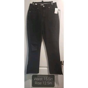 Good American GOOD BOY Womens Jeans Busted Knee Size 8/29 Black270 NWT